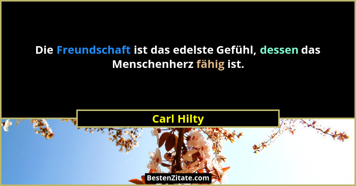 Die Freundschaft ist das edelste Gefühl, dessen das Menschenherz fähig ist.... - Carl Hilty