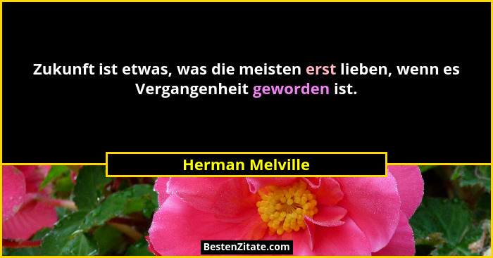 Zukunft ist etwas, was die meisten erst lieben, wenn es Vergangenheit geworden ist.... - Herman Melville