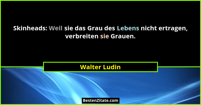 Skinheads: Weil sie das Grau des Lebens nicht ertragen, verbreiten sie Grauen.... - Walter Ludin