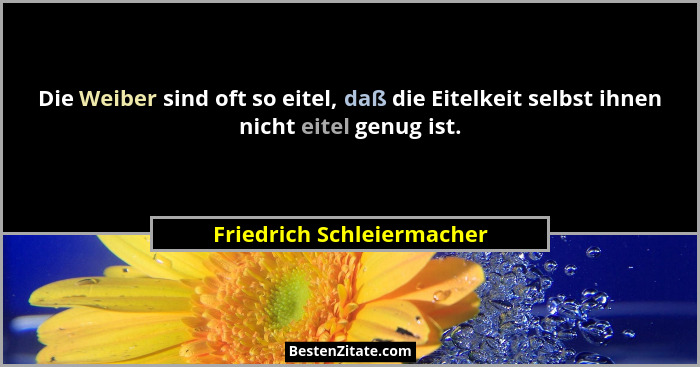 Die Weiber sind oft so eitel, daß die Eitelkeit selbst ihnen nicht eitel genug ist.... - Friedrich Schleiermacher