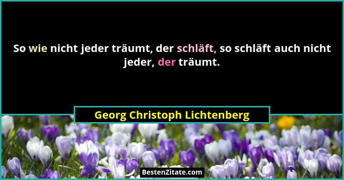 So wie nicht jeder träumt, der schläft, so schläft auch nicht jeder, der träumt.... - Georg Christoph Lichtenberg