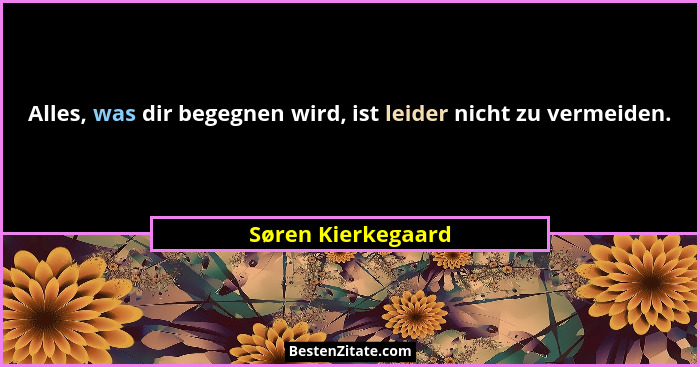 Alles, was dir begegnen wird, ist leider nicht zu vermeiden.... - Søren Kierkegaard