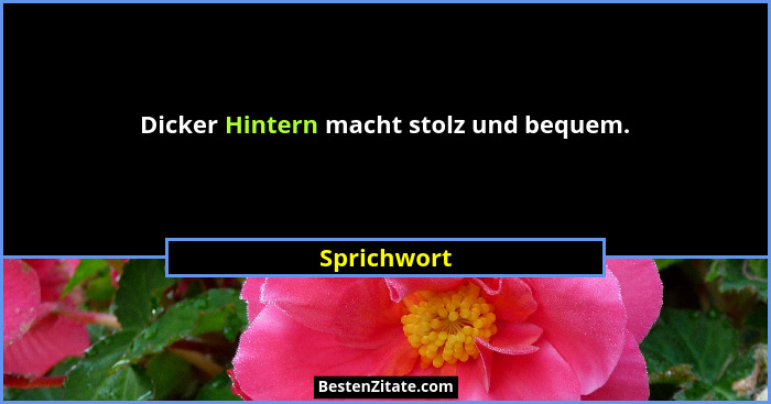 Dicker Hintern macht stolz und bequem.... - Sprichwort