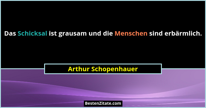 Das Schicksal ist grausam und die Menschen sind erbärmlich.... - Arthur Schopenhauer