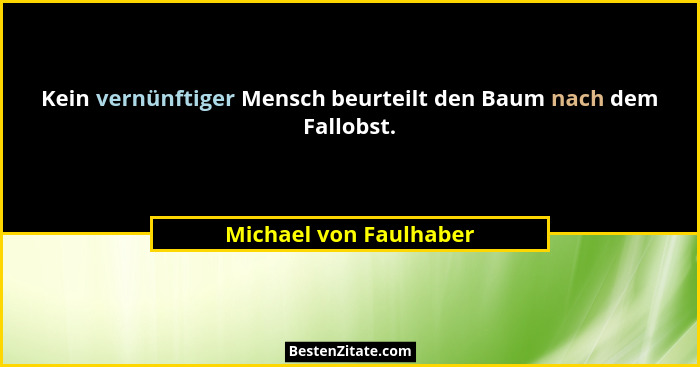 Kein vernünftiger Mensch beurteilt den Baum nach dem Fallobst.... - Michael von Faulhaber