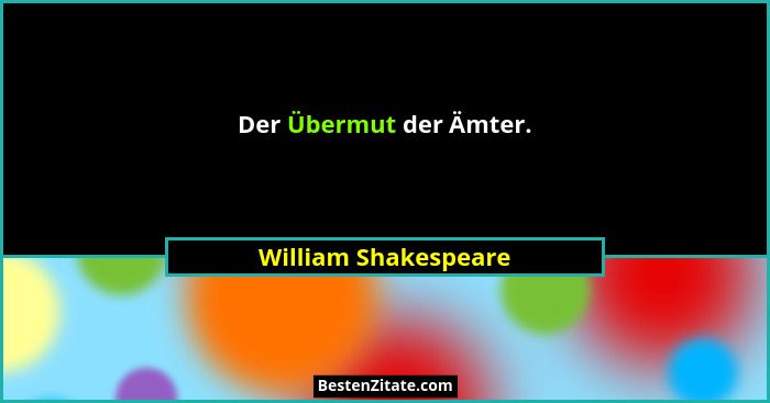 Der Übermut der Ämter.... - William Shakespeare