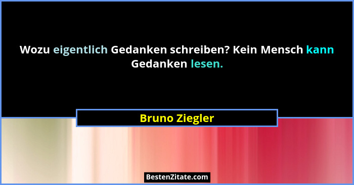 Wozu eigentlich Gedanken schreiben? Kein Mensch kann Gedanken lesen.... - Bruno Ziegler