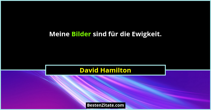 Meine Bilder sind für die Ewigkeit.... - David Hamilton