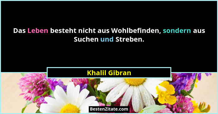 Das Leben besteht nicht aus Wohlbefinden, sondern aus Suchen und Streben.... - Khalil Gibran