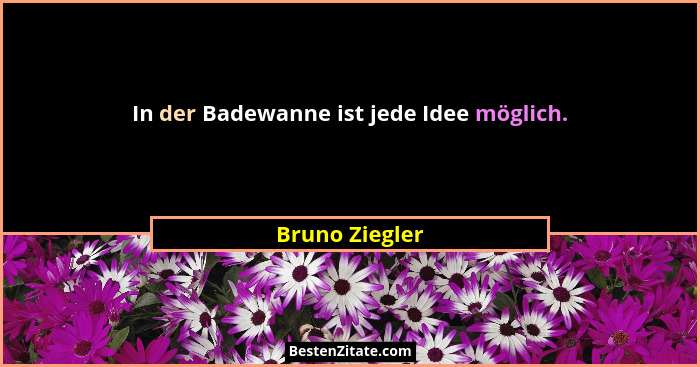 In der Badewanne ist jede Idee möglich.... - Bruno Ziegler