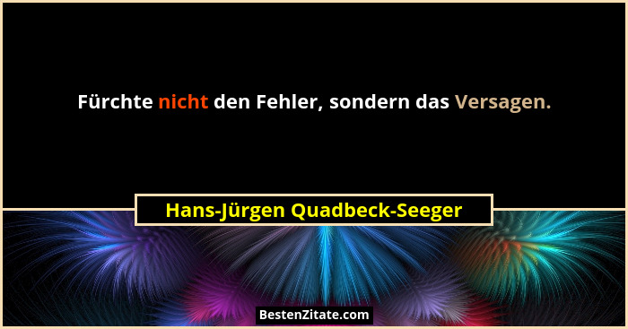 Fürchte nicht den Fehler, sondern das Versagen.... - Hans-Jürgen Quadbeck-Seeger