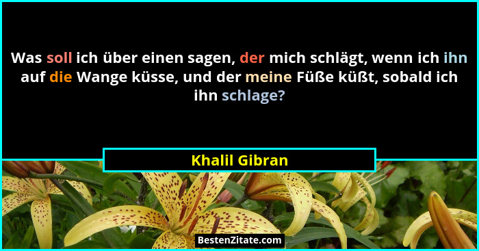 Was soll ich über einen sagen, der mich schlägt, wenn ich ihn auf die Wange küsse, und der meine Füße küßt, sobald ich ihn schlage?... - Khalil Gibran