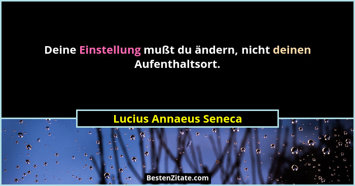 Deine Einstellung mußt du ändern, nicht deinen Aufenthaltsort.... - Lucius Annaeus Seneca