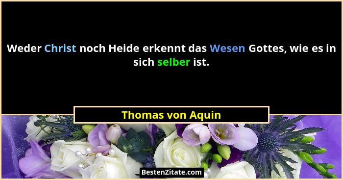Weder Christ noch Heide erkennt das Wesen Gottes, wie es in sich selber ist.... - Thomas von Aquin