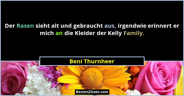 Der Rasen sieht alt und gebraucht aus, irgendwie erinnert er mich an die Kleider der Kelly Family.... - Beni Thurnheer