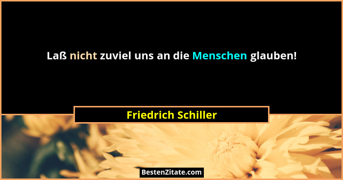 Laß nicht zuviel uns an die Menschen glauben!... - Friedrich Schiller