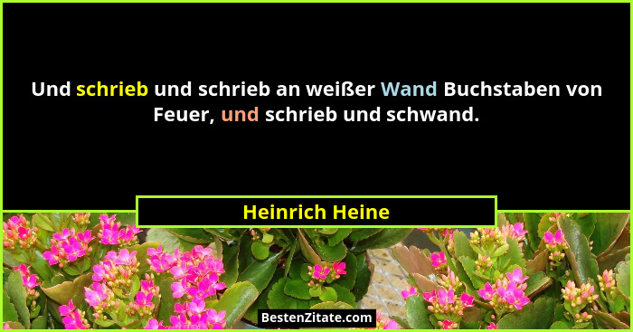 Und schrieb und schrieb an weißer Wand Buchstaben von Feuer, und schrieb und schwand.... - Heinrich Heine