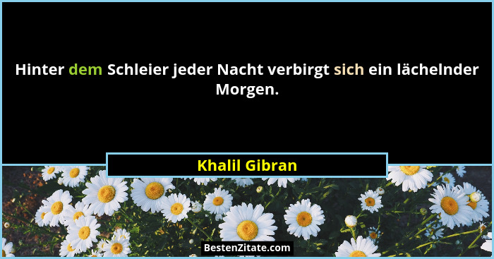 Hinter dem Schleier jeder Nacht verbirgt sich ein lächelnder Morgen.... - Khalil Gibran