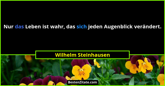 Nur das Leben ist wahr, das sich jeden Augenblick verändert.... - Wilhelm Steinhausen