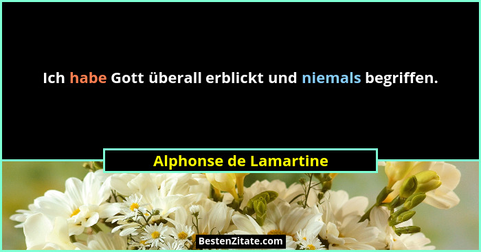 Ich habe Gott überall erblickt und niemals begriffen.... - Alphonse de Lamartine