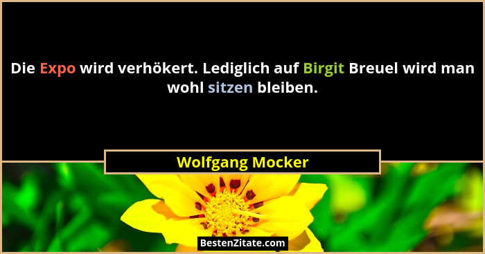 Die Expo wird verhökert. Lediglich auf Birgit Breuel wird man wohl sitzen bleiben.... - Wolfgang Mocker