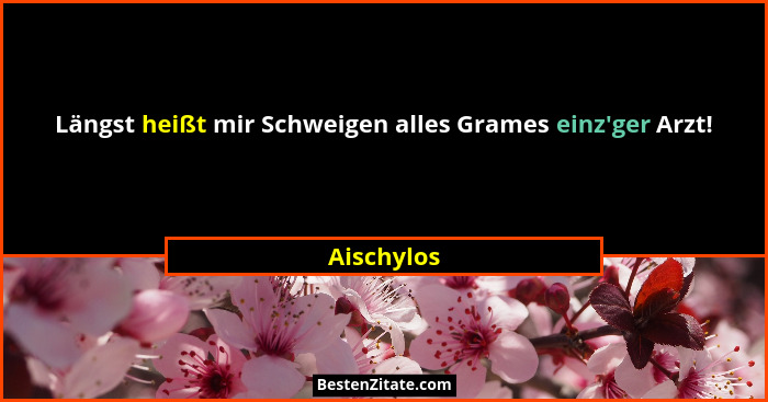 Längst heißt mir Schweigen alles Grames einz'ger Arzt!... - Aischylos