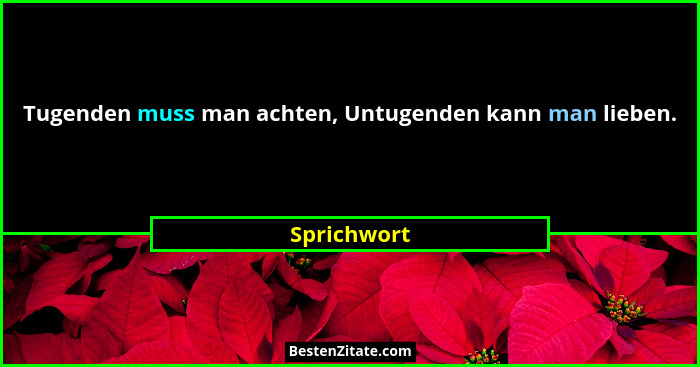 Tugenden muss man achten, Untugenden kann man lieben.... - Sprichwort