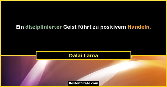 Ein disziplinierter Geist führt zu positivem Handeln.... - Dalai Lama