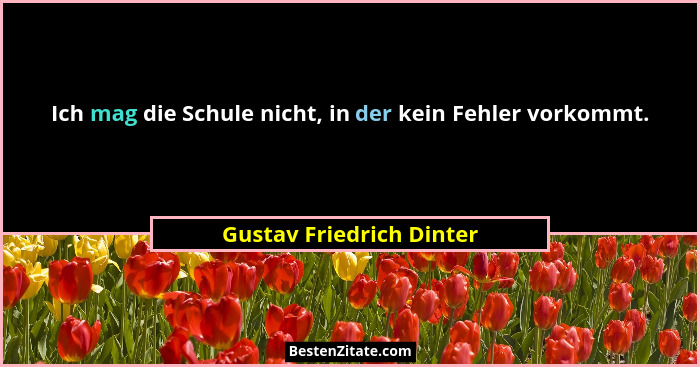 Ich mag die Schule nicht, in der kein Fehler vorkommt.... - Gustav Friedrich Dinter