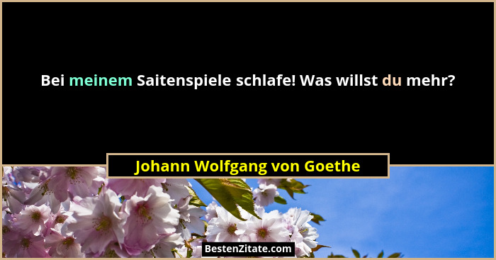 Bei meinem Saitenspiele schlafe! Was willst du mehr?... - Johann Wolfgang von Goethe