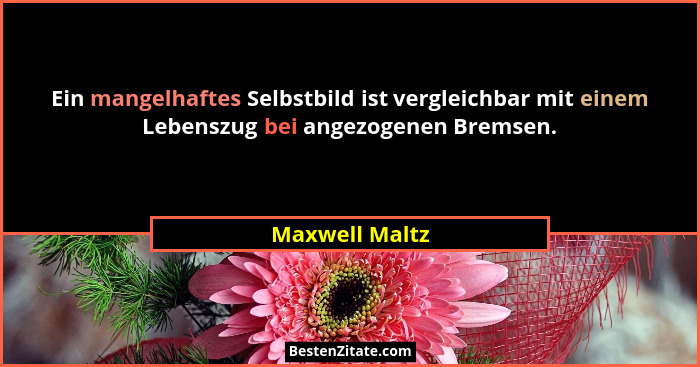 Ein mangelhaftes Selbstbild ist vergleichbar mit einem Lebenszug bei angezogenen Bremsen.... - Maxwell Maltz