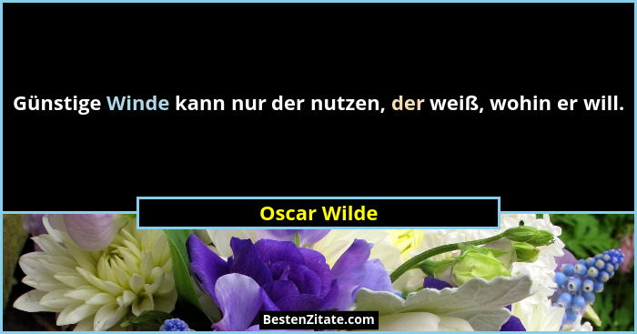 Günstige Winde kann nur der nutzen, der weiß, wohin er will.... - Oscar Wilde