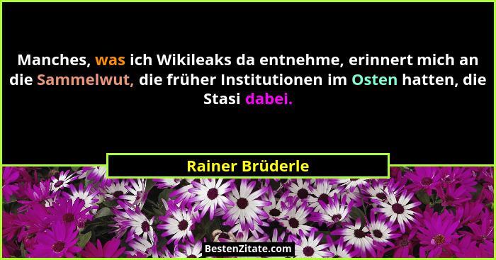 Manches, was ich Wikileaks da entnehme, erinnert mich an die Sammelwut, die früher Institutionen im Osten hatten, die Stasi dabei.... - Rainer Brüderle