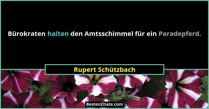 Bürokraten halten den Amtsschimmel für ein Paradepferd.... - Rupert Schützbach