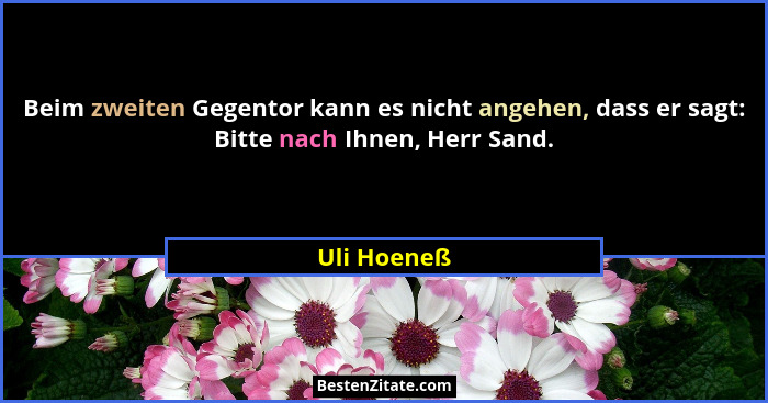 Beim zweiten Gegentor kann es nicht angehen, dass er sagt: Bitte nach Ihnen, Herr Sand.... - Uli Hoeneß