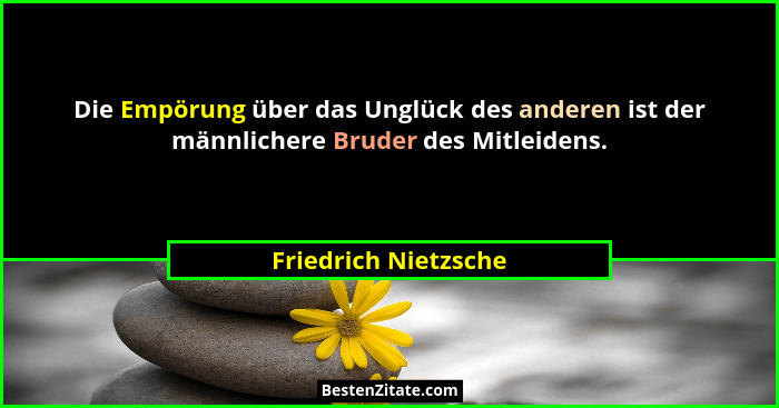 Die Empörung über das Unglück des anderen ist der männlichere Bruder des Mitleidens.... - Friedrich Nietzsche