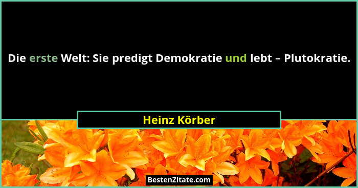 Die erste Welt: Sie predigt Demokratie und lebt – Plutokratie.... - Heinz Körber