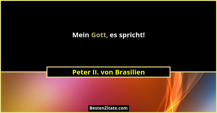 Mein Gott, es spricht!... - Peter II. von Brasilien