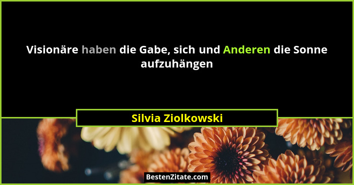Visionäre haben die Gabe, sich und Anderen die Sonne aufzuhängen... - Silvia Ziolkowski