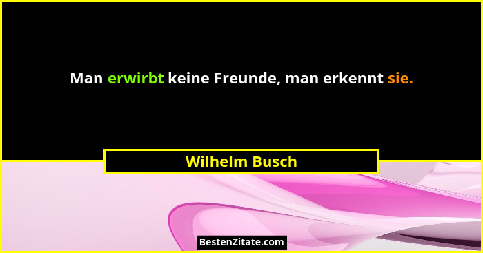 Man erwirbt keine Freunde, man erkennt sie.... - Wilhelm Busch