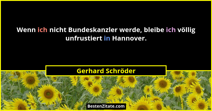 Wenn ich nicht Bundeskanzler werde, bleibe ich völlig unfrustiert in Hannover.... - Gerhard Schröder