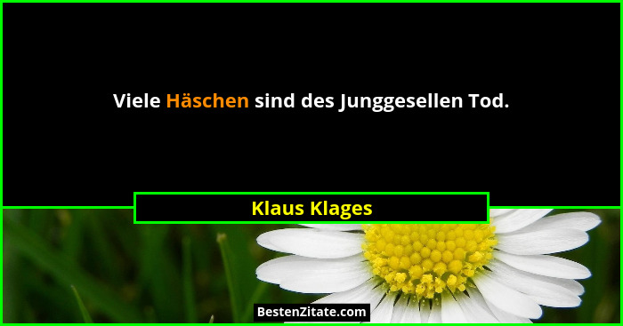 Viele Häschen sind des Junggesellen Tod.... - Klaus Klages