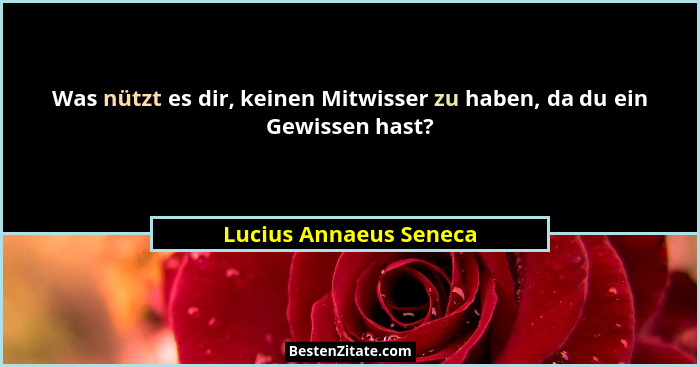 Was nützt es dir, keinen Mitwisser zu haben, da du ein Gewissen hast?... - Lucius Annaeus Seneca