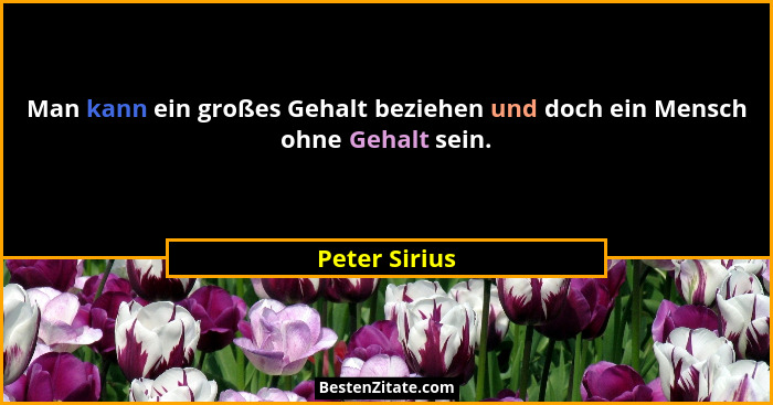 Man kann ein großes Gehalt beziehen und doch ein Mensch ohne Gehalt sein.... - Peter Sirius
