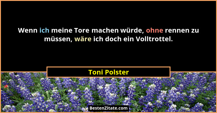 Wenn ich meine Tore machen würde, ohne rennen zu müssen, wäre ich doch ein Volltrottel.... - Toni Polster