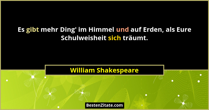 Es gibt mehr Ding' im Himmel und auf Erden, als Eure Schulweisheit sich träumt.... - William Shakespeare