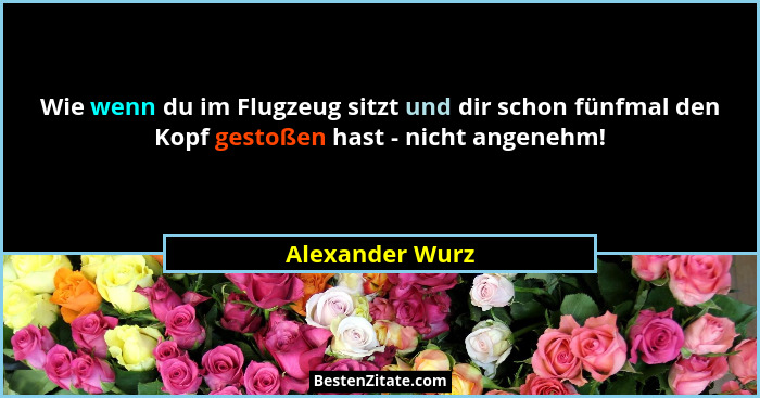 Wie wenn du im Flugzeug sitzt und dir schon fünfmal den Kopf gestoßen hast - nicht angenehm!... - Alexander Wurz