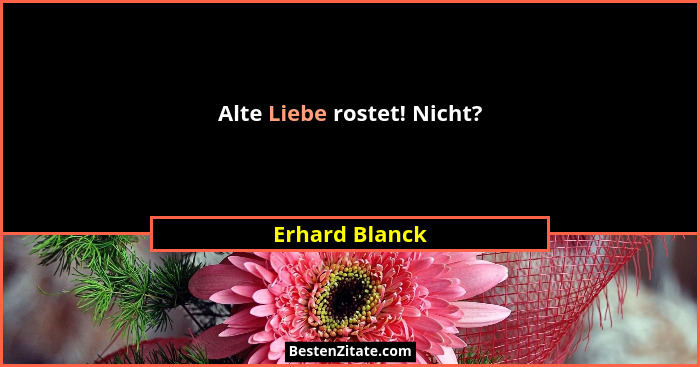 Alte Liebe rostet! Nicht?... - Erhard Blanck