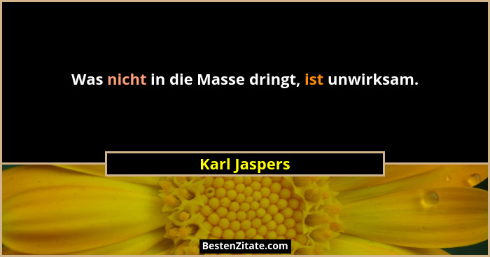 Was nicht in die Masse dringt, ist unwirksam.... - Karl Jaspers