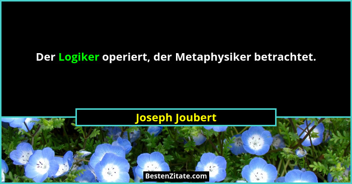 Der Logiker operiert, der Metaphysiker betrachtet.... - Joseph Joubert